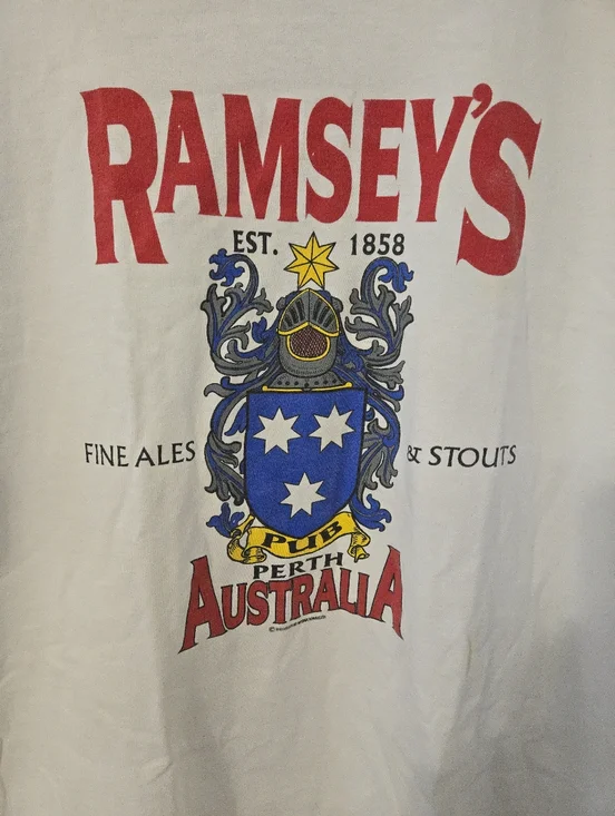 Vintage Ramsey Pub Perth Australia Mens XL T Shirt Fine Ale Stout 1990 Aussie - Picture 3 of 9